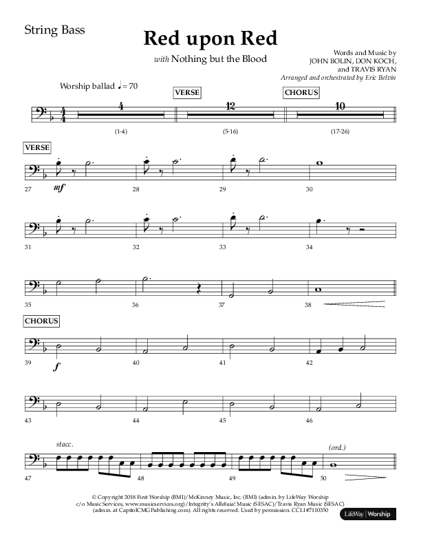 Red Upon Red (Choral Anthem SATB) String Bass (Lifeway Choral / Arr. Eric Belvin)