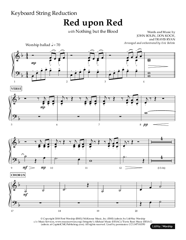 Red Upon Red (Choral Anthem SATB) String Reduction (Lifeway Choral / Arr. Eric Belvin)