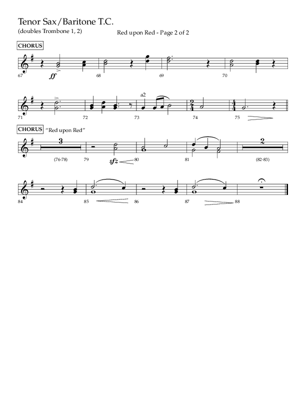 Red Upon Red (Choral Anthem SATB) Tenor Sax/Baritone T.C. (Lifeway Choral / Arr. Eric Belvin)