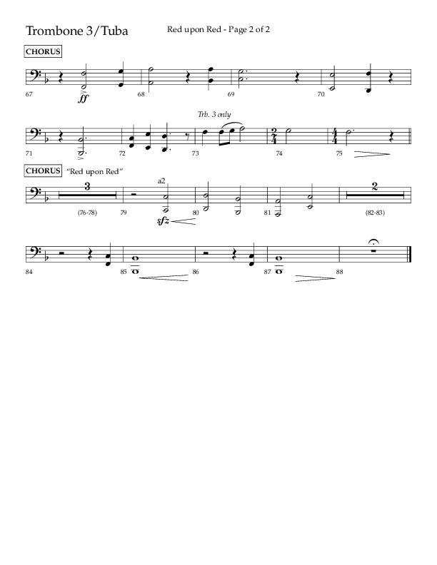Red Upon Red (Choral Anthem SATB) Trombone 3/Tuba (Lifeway Choral / Arr. Eric Belvin)