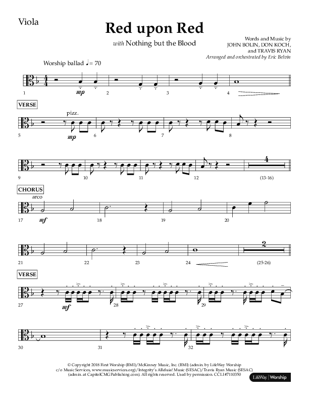 Red Upon Red (Choral Anthem SATB) Viola (Lifeway Choral / Arr. Eric Belvin)
