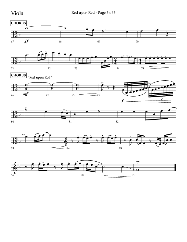 Red Upon Red (Choral Anthem SATB) Viola (Lifeway Choral / Arr. Eric Belvin)