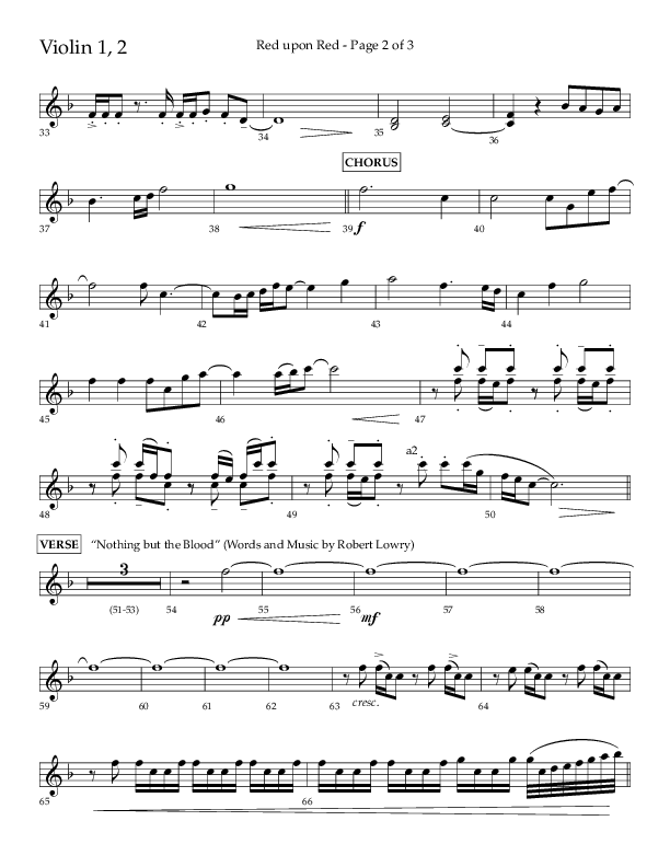 Red Upon Red (Choral Anthem SATB) Violin 1/2 (Lifeway Choral / Arr. Eric Belvin)