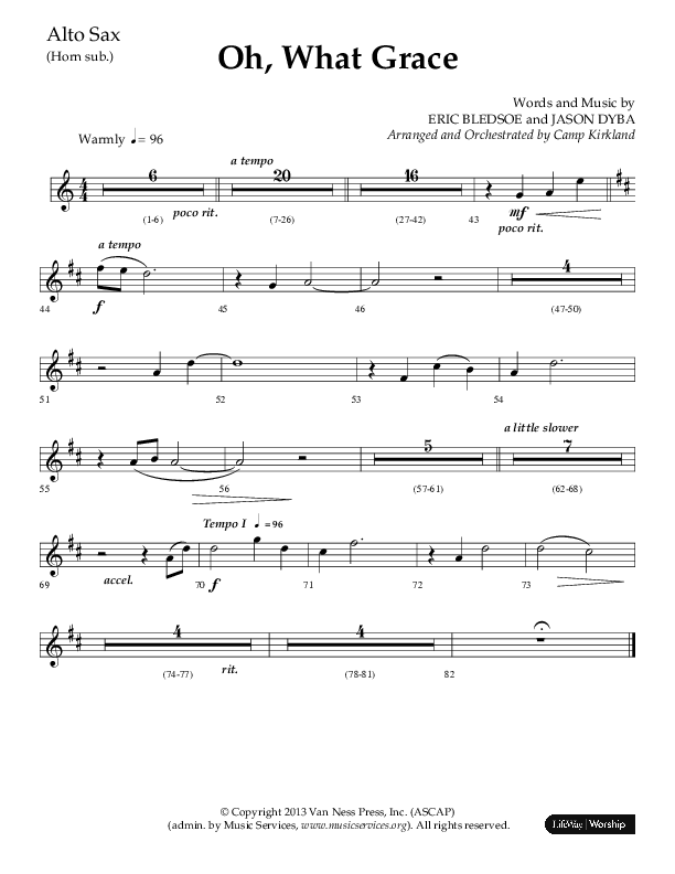 Oh What Grace (Choral Anthem SATB) Alto Sax (Lifeway Choral / Arr. Camp Kirkland)