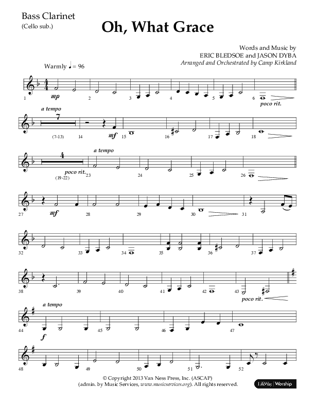 Oh What Grace (Choral Anthem SATB) Bass Clarinet (Lifeway Choral / Arr. Camp Kirkland)