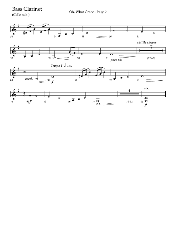 Oh What Grace (Choral Anthem SATB) Bass Clarinet (Lifeway Choral / Arr. Camp Kirkland)