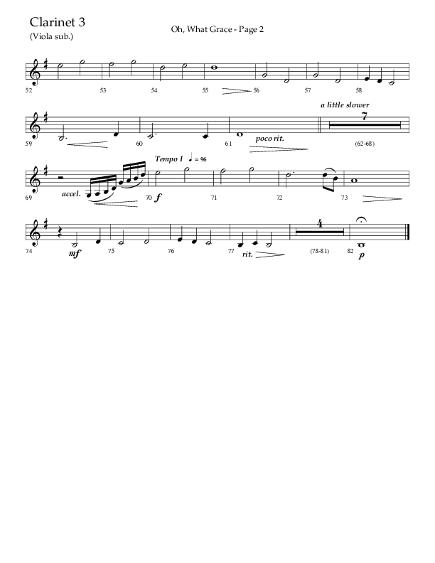 Oh What Grace (Choral Anthem SATB) Clarinet 3 (Lifeway Choral / Arr. Camp Kirkland)