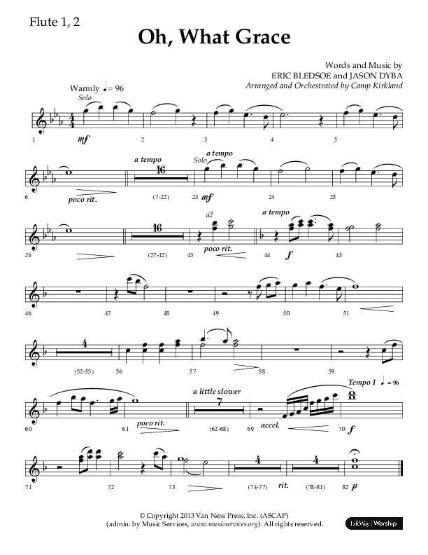 Oh What Grace (Choral Anthem SATB) Flute 1/2 (Lifeway Choral / Arr. Camp Kirkland)
