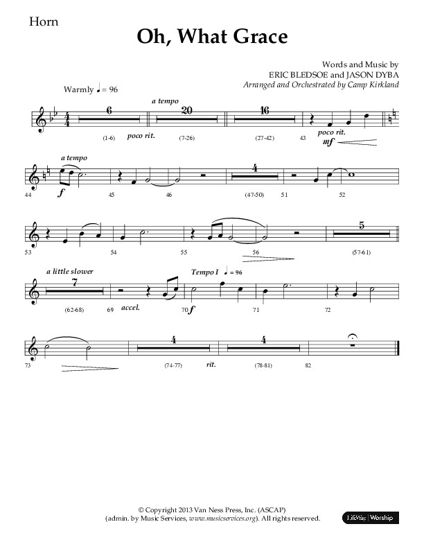 Oh What Grace (Choral Anthem SATB) French Horn (Lifeway Choral / Arr. Camp Kirkland)