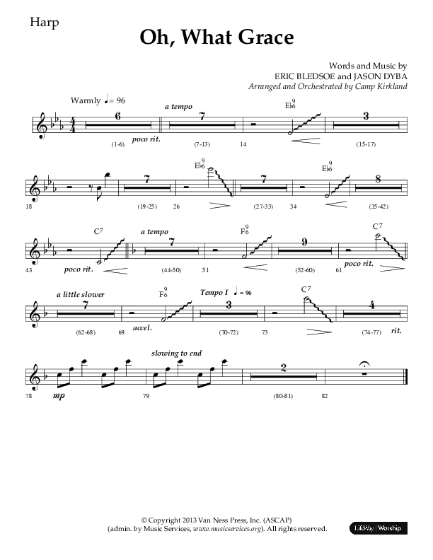 Oh What Grace (Choral Anthem SATB) Harp (Lifeway Choral / Arr. Camp Kirkland)