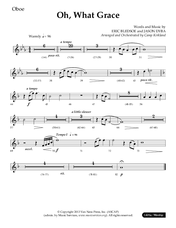 Oh What Grace (Choral Anthem SATB) Oboe (Lifeway Choral / Arr. Camp Kirkland)