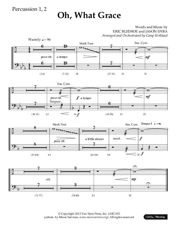 Oh What Grace (Choral Anthem SATB) Percussion 1/2 (Lifeway Choral / Arr. Camp Kirkland)