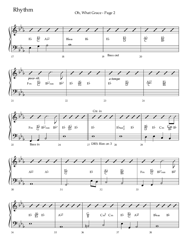 Oh What Grace (Choral Anthem SATB) Rhythm Chart (Lifeway Choral / Arr. Camp Kirkland)
