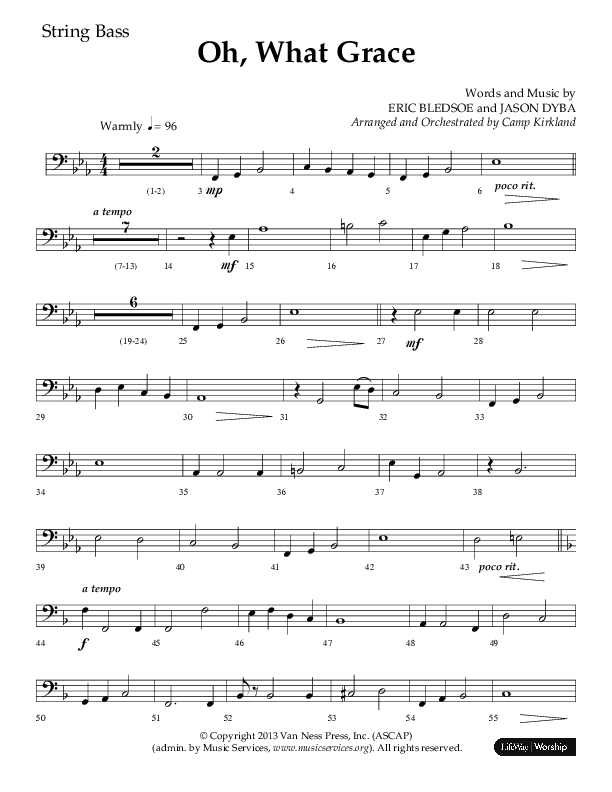 Oh What Grace (Choral Anthem SATB) String Bass (Lifeway Choral / Arr. Camp Kirkland)