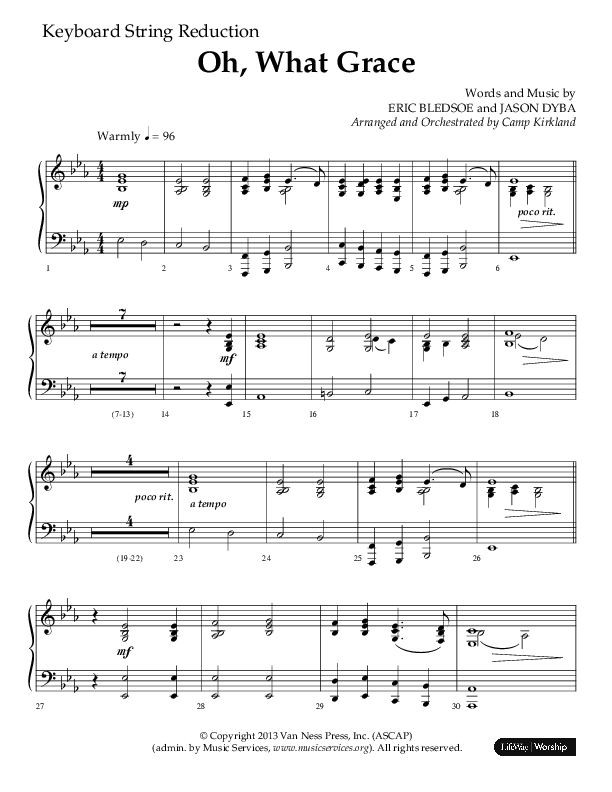Oh What Grace (Choral Anthem SATB) String Reduction (Lifeway Choral / Arr. Camp Kirkland)