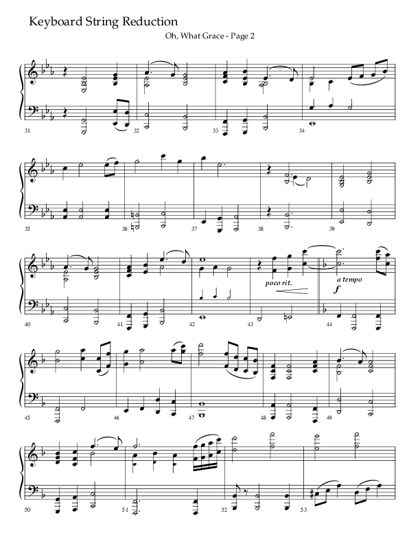 Oh What Grace (Choral Anthem SATB) String Reduction (Lifeway Choral / Arr. Camp Kirkland)