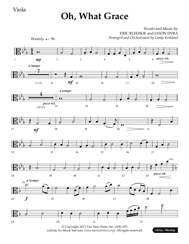 Oh What Grace (Choral Anthem SATB) Viola (Lifeway Choral / Arr. Camp Kirkland)