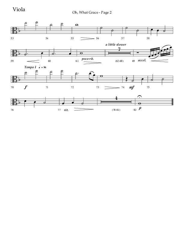 Oh What Grace (Choral Anthem SATB) Viola (Lifeway Choral / Arr. Camp Kirkland)