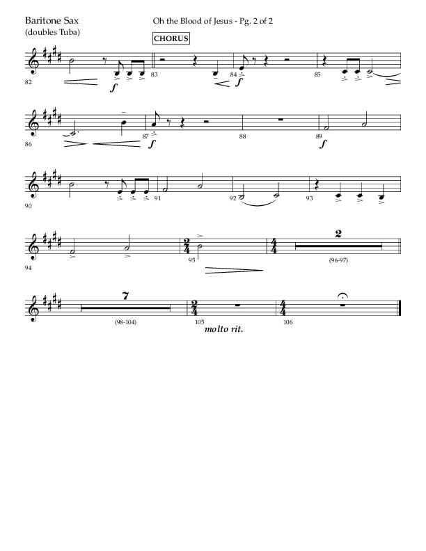 Oh The Blood Of Jesus (Choral Anthem SATB) Bari Sax (Lifeway Choral / Arr. Kent Hooper / Arr. Phillip Keveren)