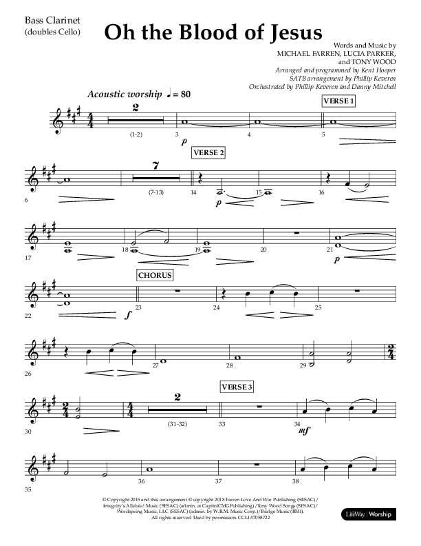 Oh The Blood Of Jesus (Choral Anthem SATB) Bass Clarinet (Lifeway Choral / Arr. Kent Hooper / Arr. Philip Keveren)