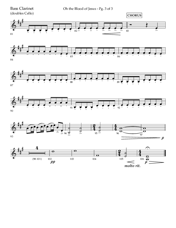 Oh The Blood Of Jesus (Choral Anthem SATB) Bass Clarinet (Lifeway Choral / Arr. Kent Hooper / Arr. Phillip Keveren)