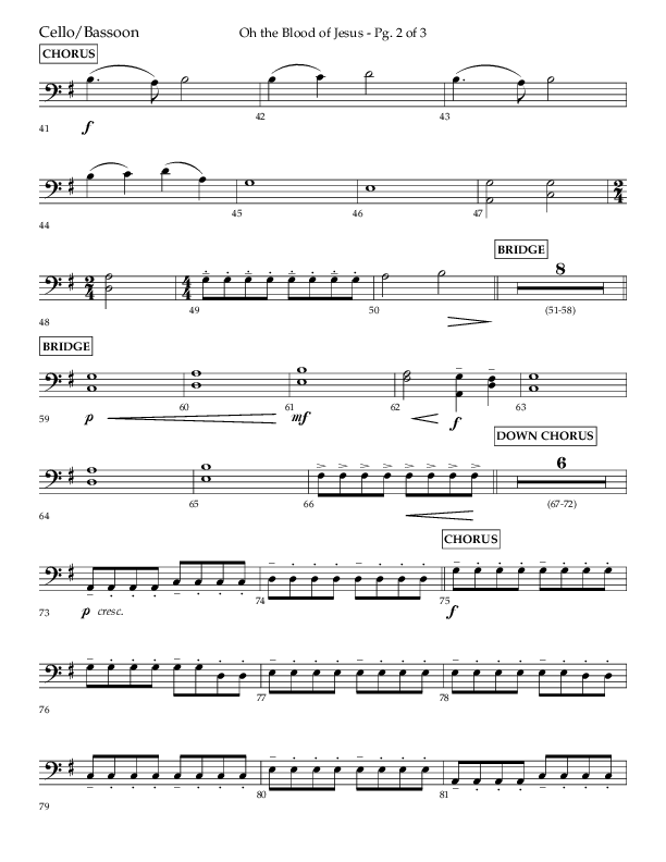 Oh The Blood Of Jesus (Choral Anthem SATB) Cello (Lifeway Choral / Arr. Kent Hooper / Arr. Phillip Keveren)