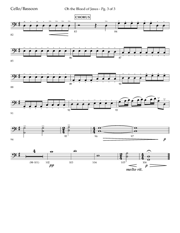 Oh The Blood Of Jesus (Choral Anthem SATB) Cello (Lifeway Choral / Arr. Kent Hooper / Arr. Phillip Keveren)