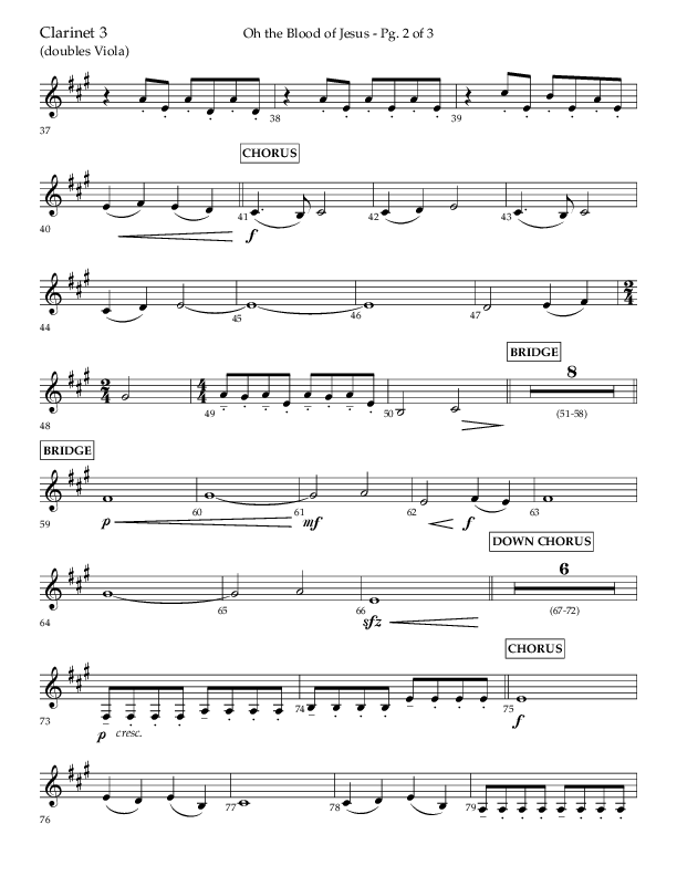 Oh The Blood Of Jesus (Choral Anthem SATB) Clarinet 3 (Lifeway Choral / Arr. Kent Hooper / Arr. Philip Keveren)
