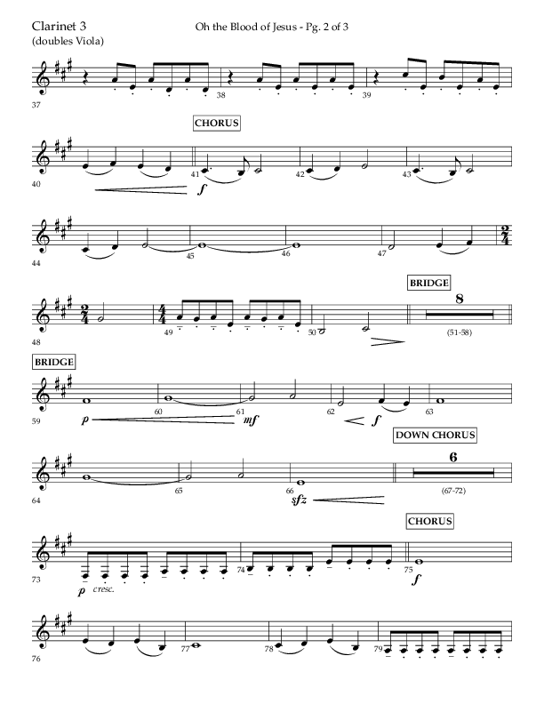 Oh The Blood Of Jesus (Choral Anthem SATB) Clarinet 3 (Lifeway Choral / Arr. Kent Hooper / Arr. Phillip Keveren)