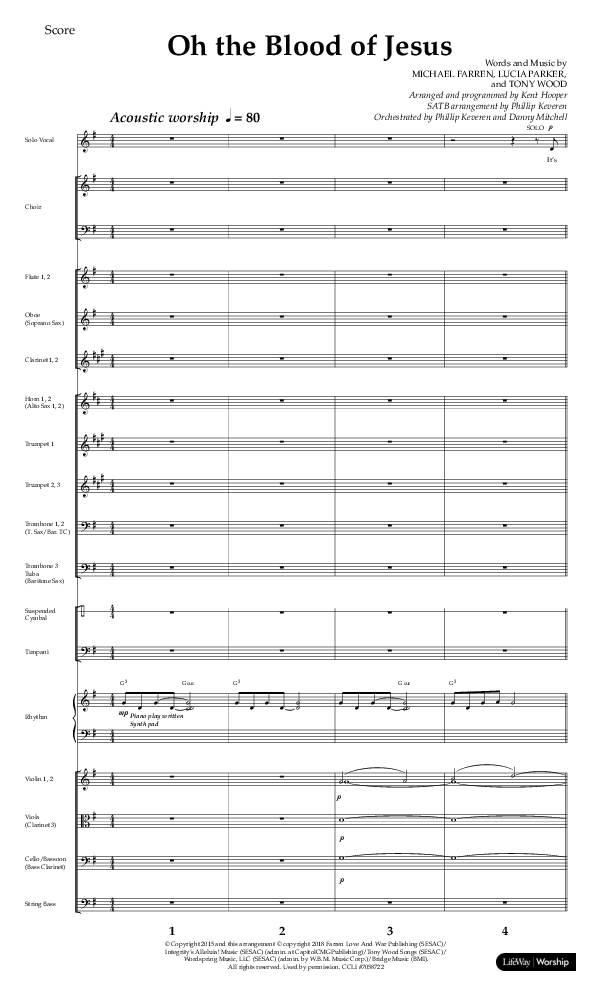 Oh The Blood Of Jesus (Choral Anthem SATB) Conductor's Score (Lifeway Choral / Arr. Kent Hooper / Arr. Philip Keveren)
