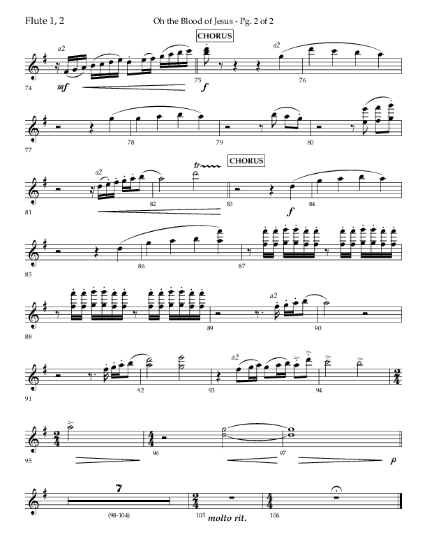Oh The Blood Of Jesus (Choral Anthem SATB) Flute 1/2 (Lifeway Choral / Arr. Kent Hooper / Arr. Philip Keveren)