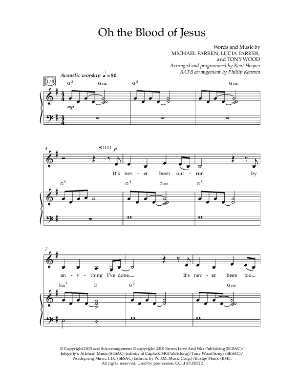 Oh The Blood Of Jesus (Choral Anthem SATB) Anthem (SATB/Piano) (Lifeway Choral / Arr. Kent Hooper / Arr. Philip Keveren)
