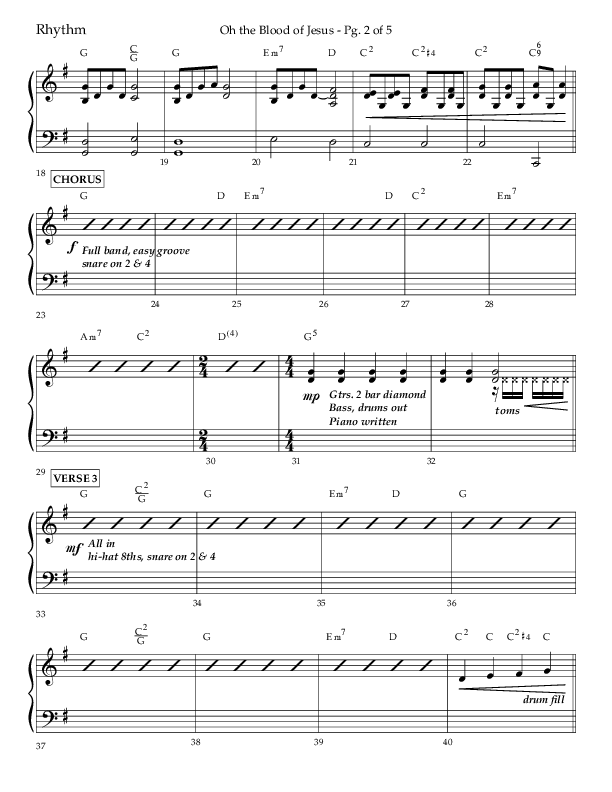 Oh The Blood Of Jesus (Choral Anthem SATB) Rhythm Chart (Lifeway Choral / Arr. Kent Hooper / Arr. Phillip Keveren)
