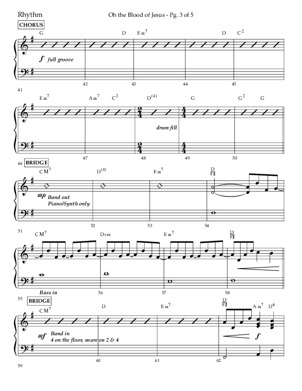 Oh The Blood Of Jesus (Choral Anthem SATB) Rhythm Chart (Lifeway Choral / Arr. Kent Hooper / Arr. Phillip Keveren)