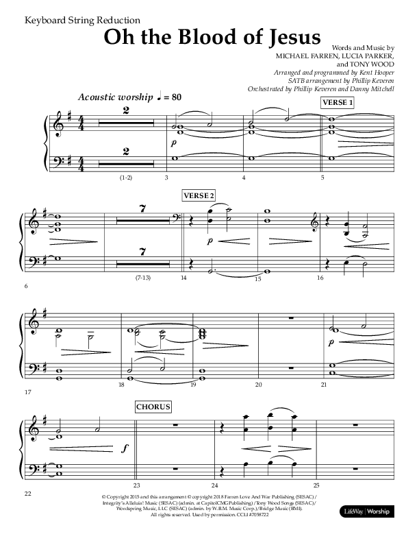 Oh The Blood Of Jesus (Choral Anthem SATB) String Reduction (Lifeway Choral / Arr. Kent Hooper / Arr. Philip Keveren)