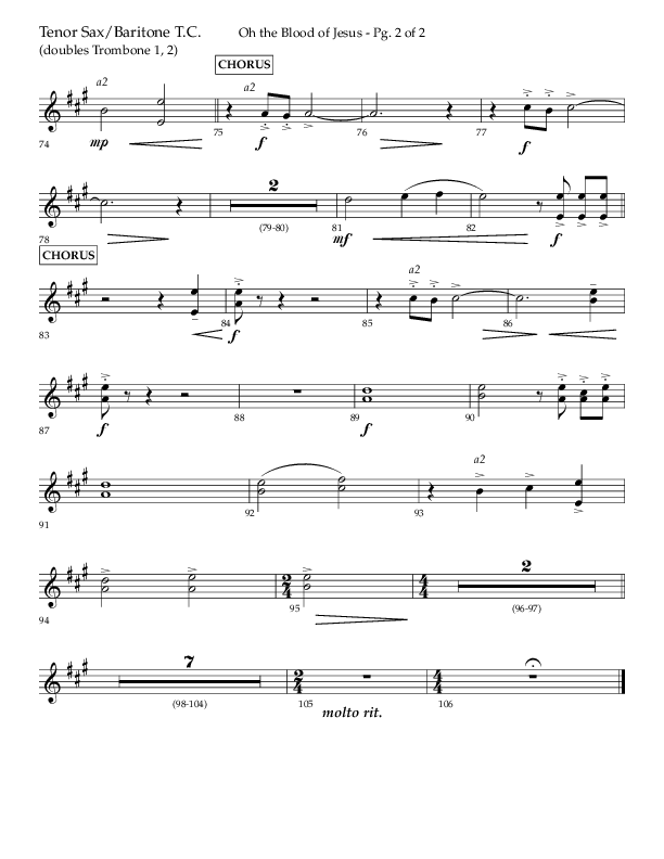 Oh The Blood Of Jesus (Choral Anthem SATB) Tenor Sax/Baritone T.C. (Lifeway Choral / Arr. Kent Hooper / Arr. Phillip Keveren)