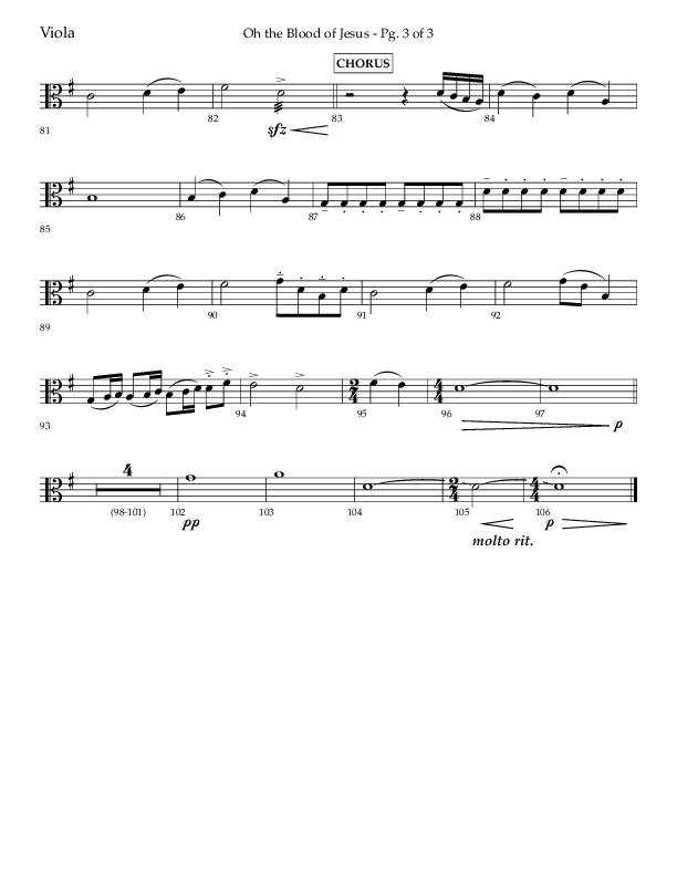 Oh The Blood Of Jesus (Choral Anthem SATB) Viola (Lifeway Choral / Arr. Kent Hooper / Arr. Phillip Keveren)