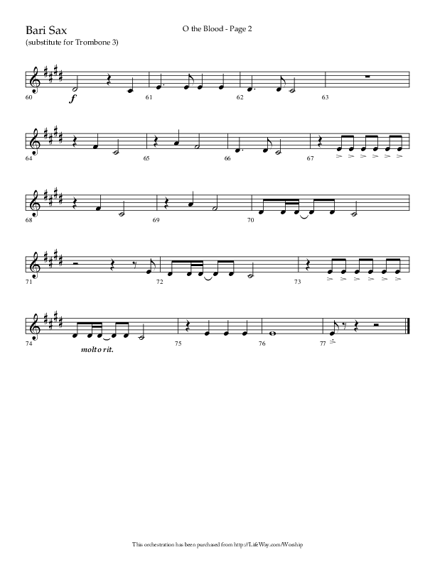 O The Blood (Choral Anthem SATB) Bari Sax (Lifeway Choral / Arr. Russell Mauldin)