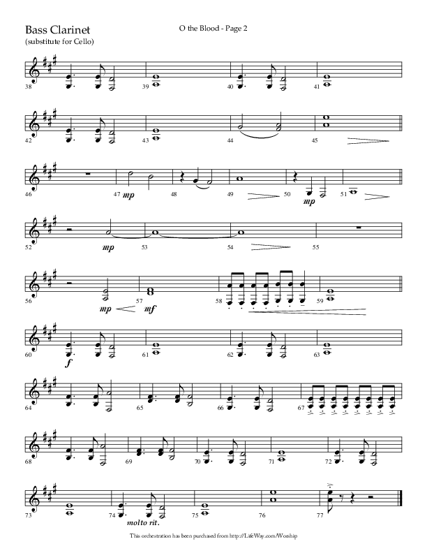O The Blood (Choral Anthem SATB) Bass Clarinet (Lifeway Choral / Arr. Russell Mauldin)