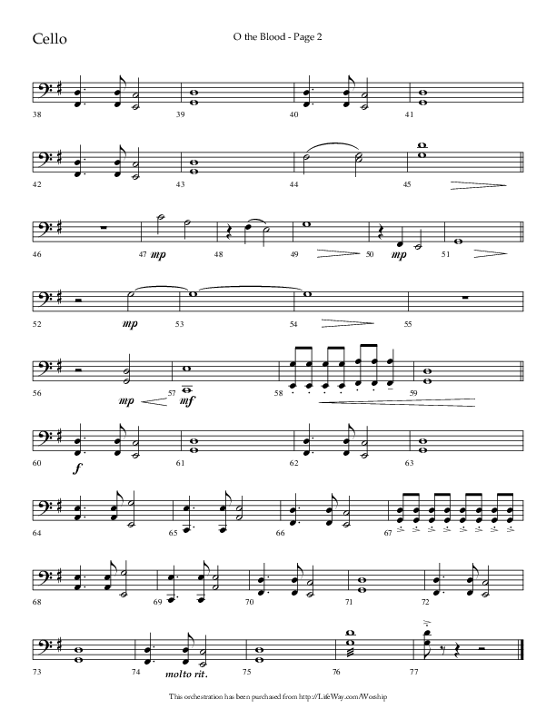 O The Blood (Choral Anthem SATB) Cello (Lifeway Choral / Arr. Russell Mauldin)