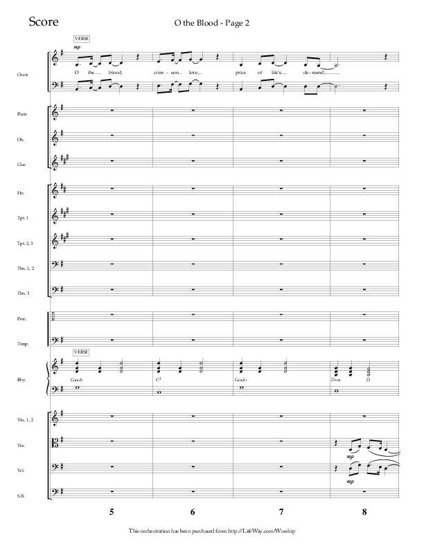 O The Blood (Choral Anthem SATB) Orchestration (Lifeway Choral / Arr. Russell Mauldin)