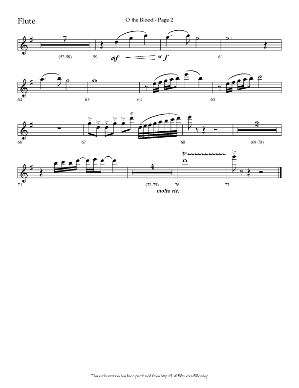 O The Blood (Choral Anthem SATB) Flute (Lifeway Choral / Arr. Russell Mauldin)