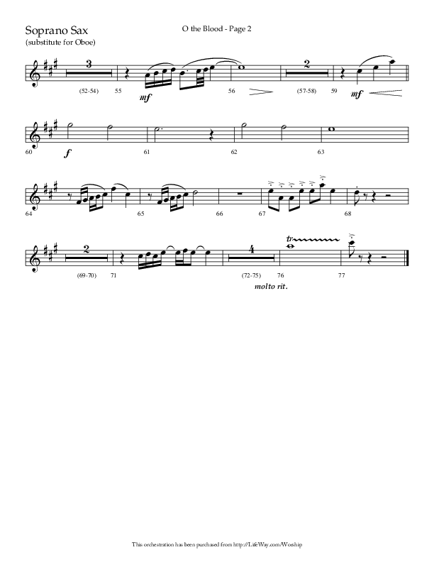 O The Blood (Choral Anthem SATB) Soprano Sax (Lifeway Choral / Arr. Russell Mauldin)