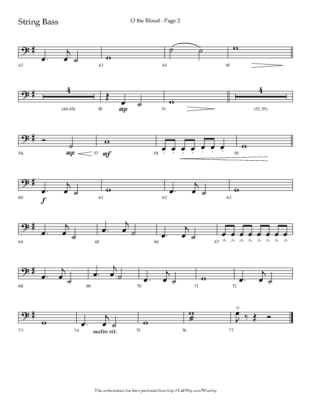O The Blood (Choral Anthem SATB) String Bass (Lifeway Choral / Arr. Russell Mauldin)