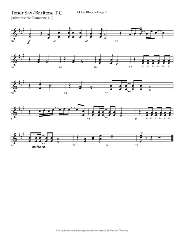 O The Blood (Choral Anthem SATB) Tenor Sax/Baritone T.C. (Lifeway Choral / Arr. Russell Mauldin)