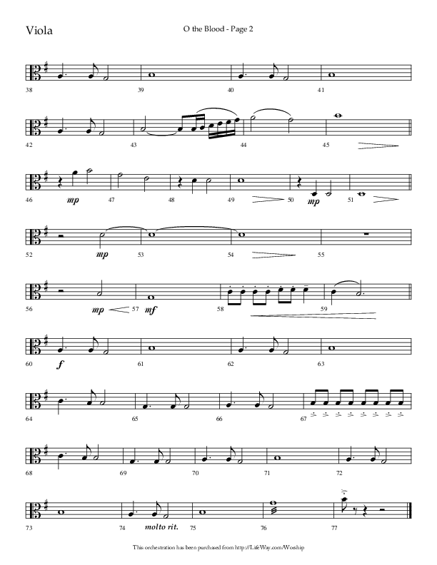 O The Blood (Choral Anthem SATB) Viola (Lifeway Choral / Arr. Russell Mauldin)