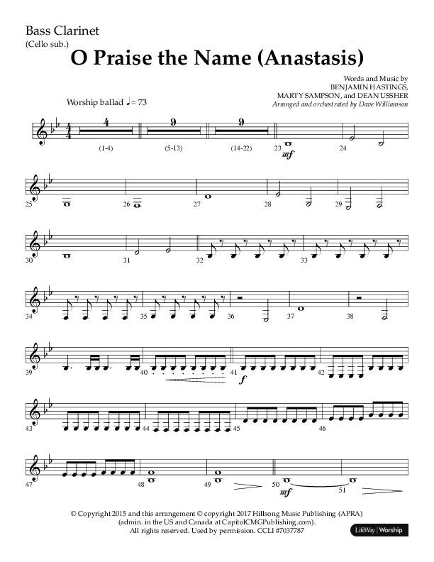 O Praise The Name (Anastasis) (Choral Anthem SATB) Bass Clarinet (Lifeway Choral / Arr. Dave Williamson)