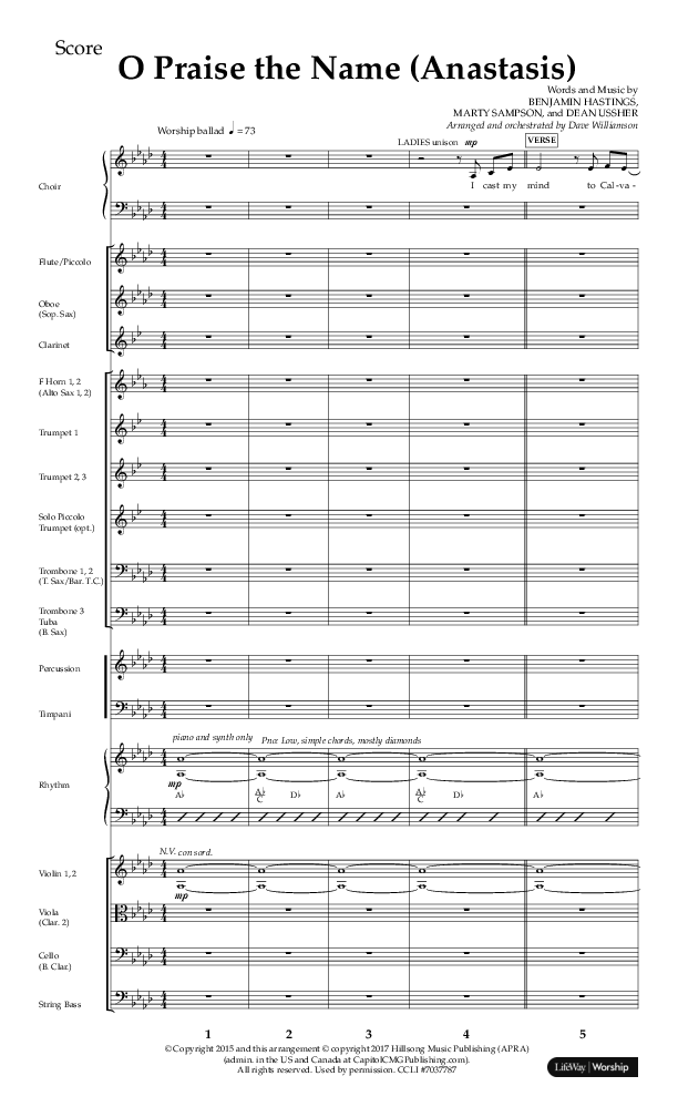 O Praise The Name (Anastasis) (Choral Anthem SATB) Conductor's Score (Lifeway Choral / Arr. Dave Williamson)