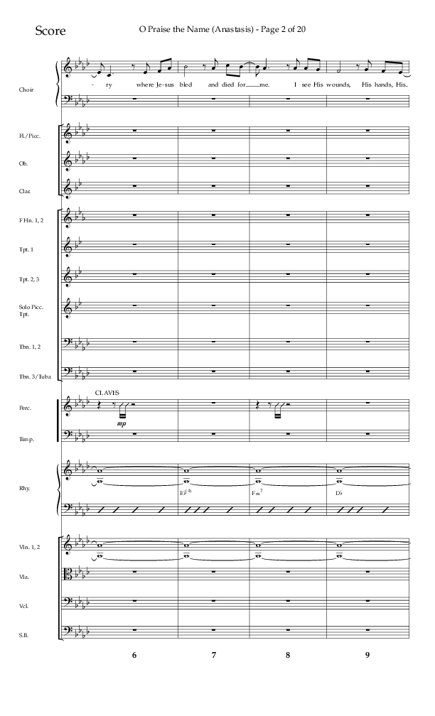 O Praise The Name (Anastasis) (Choral Anthem SATB) Orchestration (Lifeway Choral / Arr. Dave Williamson)