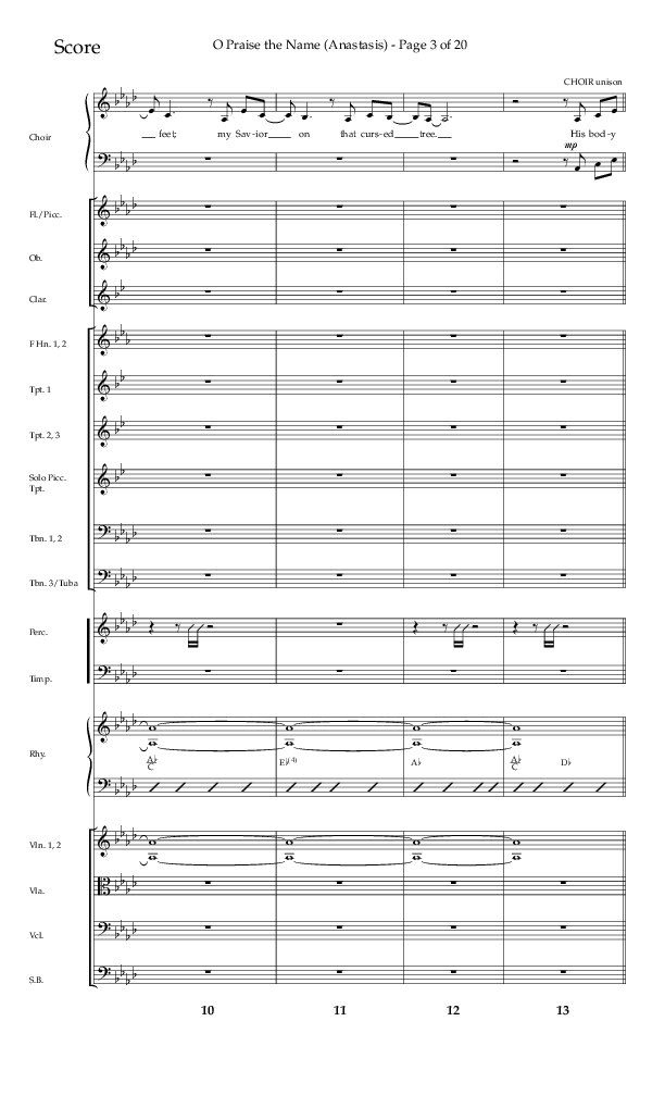 O Praise The Name (Anastasis) (Choral Anthem SATB) Orchestration (Lifeway Choral / Arr. Dave Williamson)